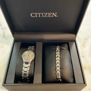 Citizen Silver Watch and Bracelet Set